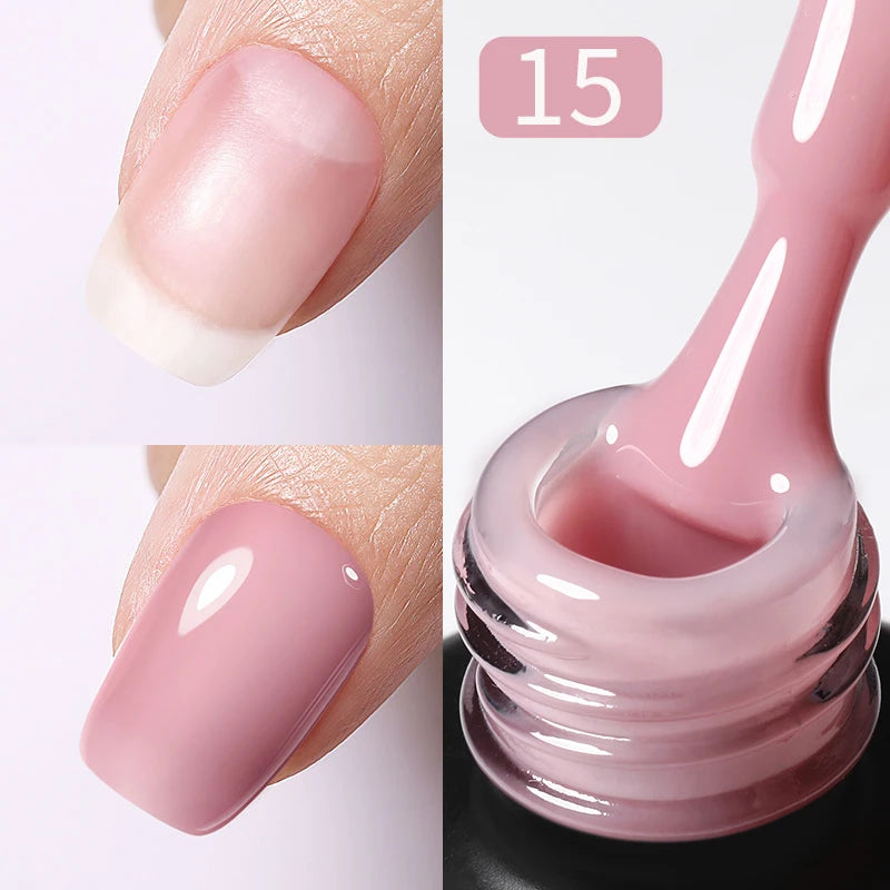 BORN PRETTY Milky Jelly Rubber Base Gel for Gel Nail Polish 15ml Russian Self-leveling Nude Color Soak Off Semi Permanent UV Gel