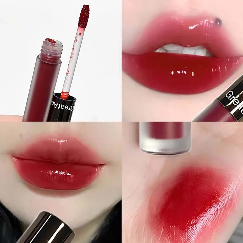 Berry Red Mirror Translucent Lip Gloss Hydrating Water Light Lipstick Clear Jelly Lip Glaze Nude Brown Moisturizing Makeup Tint