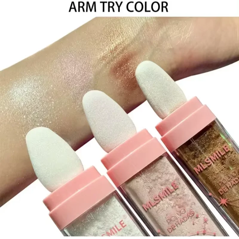 Shimmer Fairy Powder Highlighter Powder White Loose Highlighter Face Body Glitter Wand Makeup Bronzer Illuminator Powder