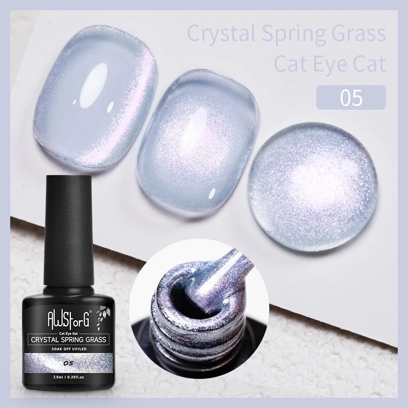 AWStorG 7.5ml Golden Gradient Cat Eye Nail Polish Gel Phototherapeutic Gel Soak Off Nail Magnetic Gel Polish Nail Art DlY
