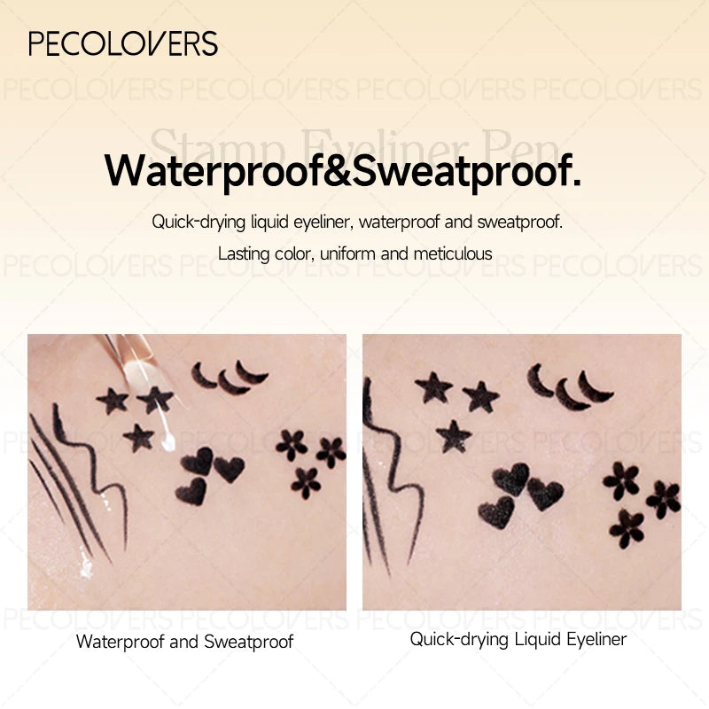1PC Liquid Eyeliner Stamp - Waterproof, Slim Gel Felt Tip with Heart, Star, Triangle & Flower Shapes for Creative Eye Makeup