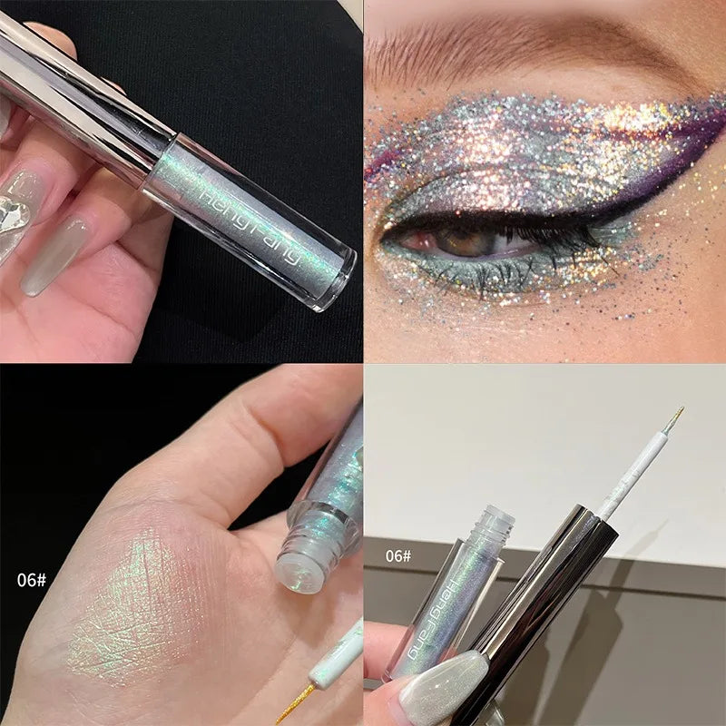 Chameleon Liquid Eyeshadow Eyeliner Sparkling Liquid Eye Shadow Metallic Shining Eye Shadow Liner Makeup Green Purple Silvery