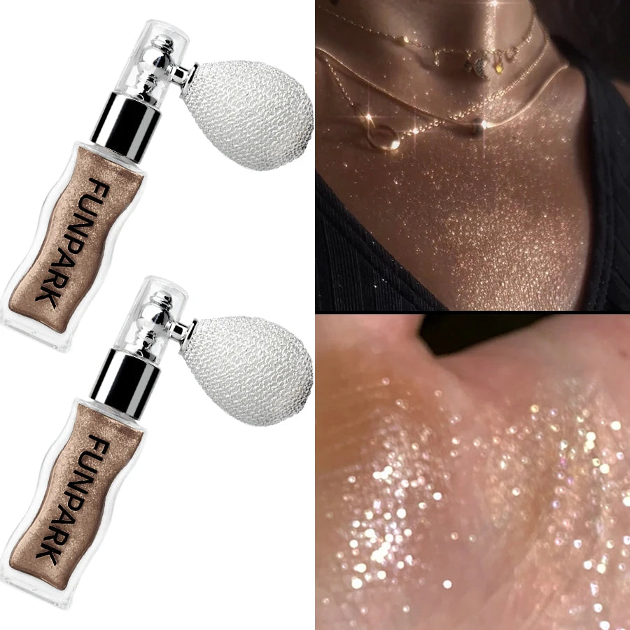 1PC Highlighter Powder Brightens The Whole Body Sparking Face Korean Makeup Lasting Pearlescent White Brown Silver Cosmetics