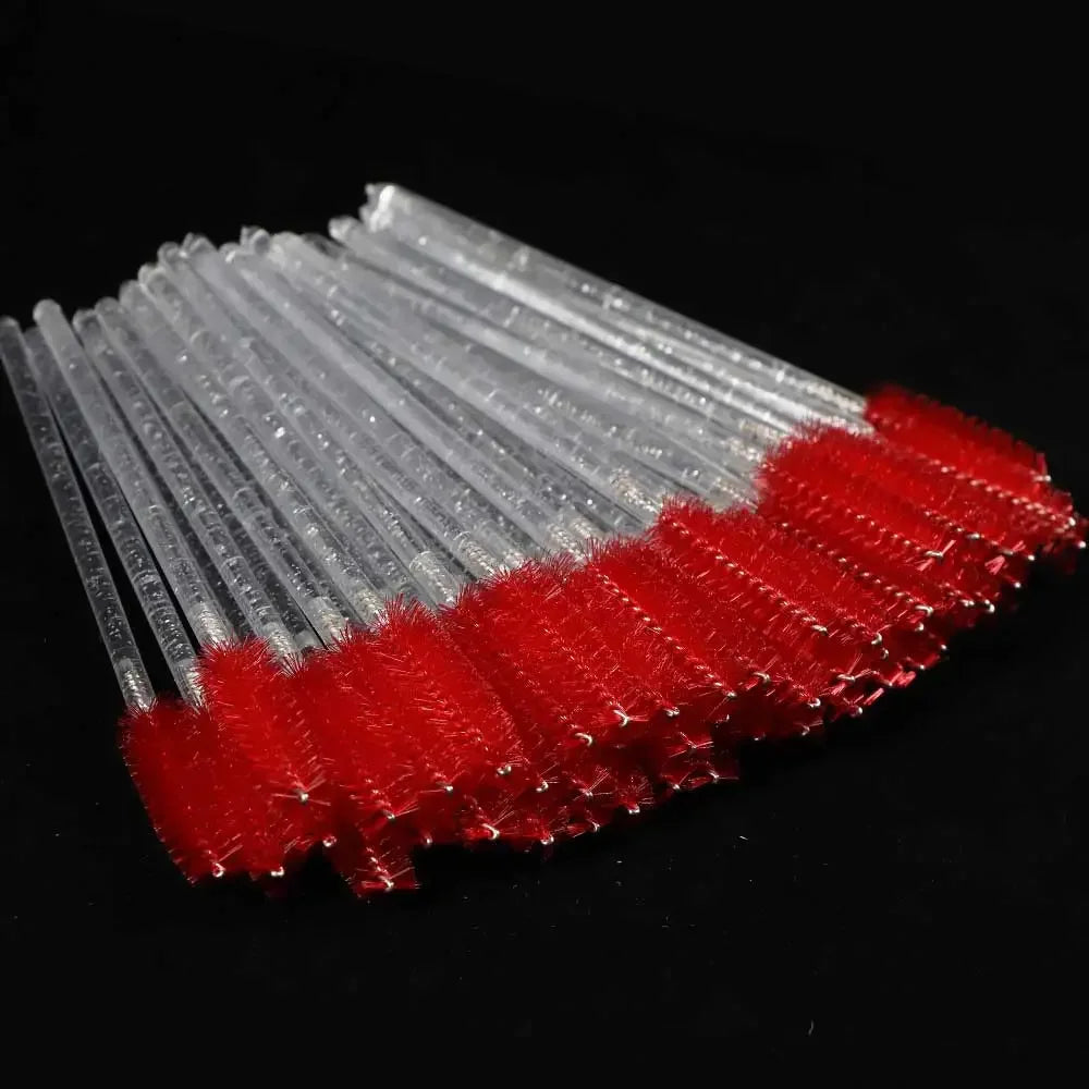 50Pcs Makeup Eyelash Brushes Disposable Crystal Eyebrow brush Diamond Handle Mascara Wand Applicator Lashes Extension Tools