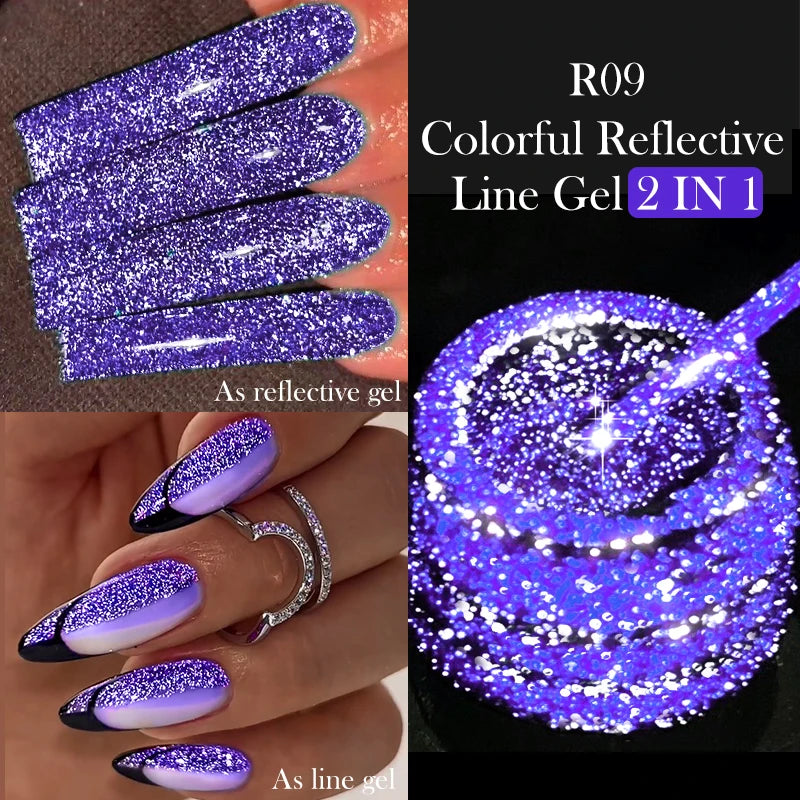 LILYCUTE 5ml Super Bright Metallic Painting Liner Gel Nail Polish UV LED Painting Gel Nail Art Drawing Stripe Pull Line UV Gel
