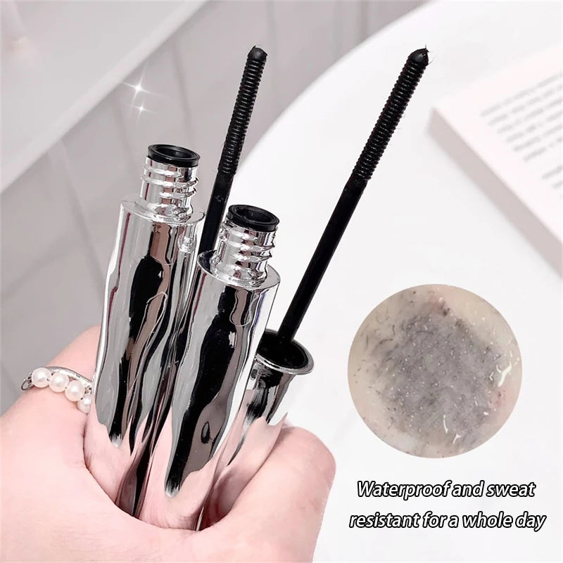 Silver Silk Fiber Matte Mascara Makeup Ultra-Fine Brush Lengthens Eyelashes Waterproof Fast Dry Eyelash Extension Mascara Makeup
