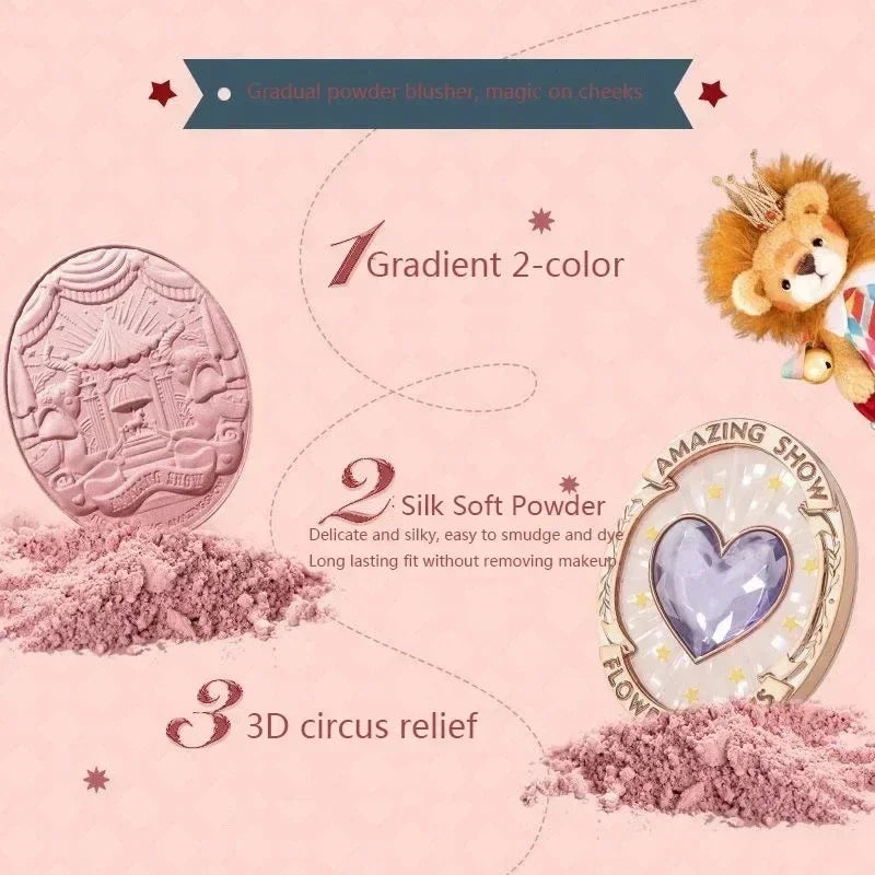 Flower Knows Strawberry Rococo Series Embossed Blush Fine Powder Makeup Smooth Long-Lasting Blusher Face Enhancing Makeup Color