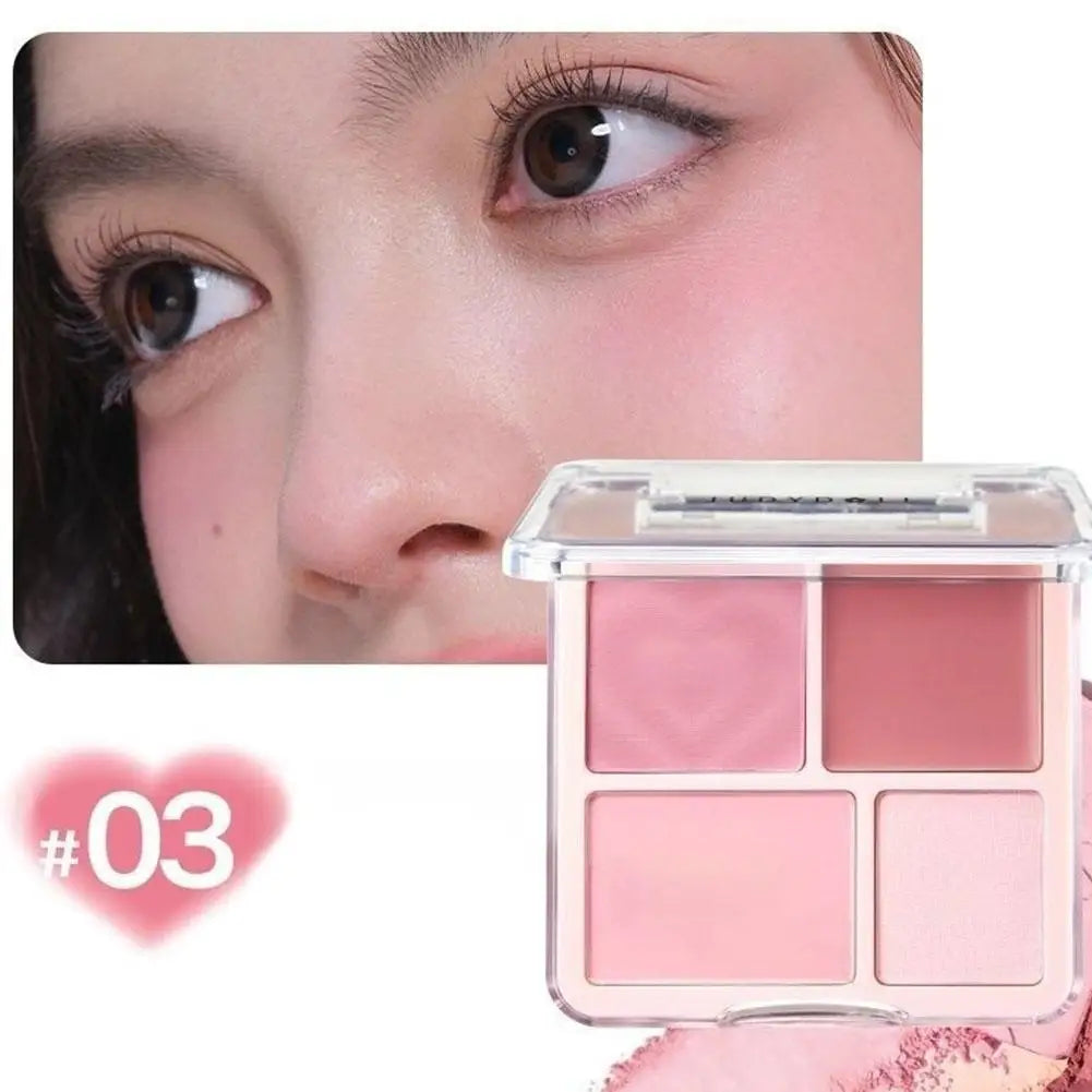 4-Color Blush Highlighter Palette Matte Shrinking And Brightening Shades Smooth Texture Blush+Contour+Highlighter Korean Makeup