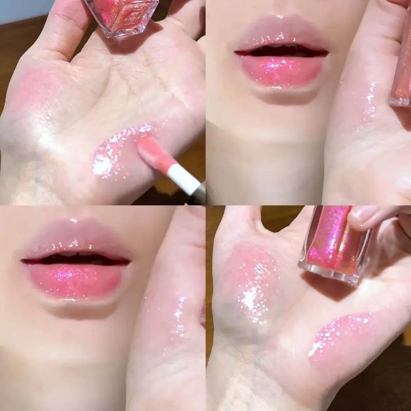 Blue Mermaid Color Pearlescent Shiny Lip Gloss Diamond Crystal Sparkle Lip Tint Milky Way Glitter Lips Waterproof Korean Make Up