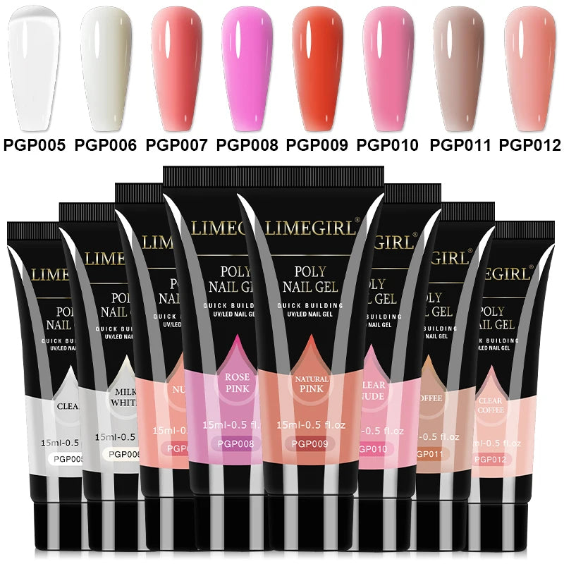 Poly Extension Gel Nail Set 8PCS 15ML Fast Builder Extension Gel Varnish for Manicure Salon 3D Art DIY Nail Extension Thickening