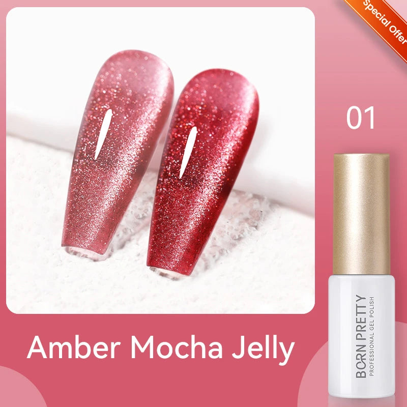 BORN PRETTY 10ml Sliver Carat Mirage Reflective Glitter Gel Nail Polish Sparkling Ultra Shine Soak Off UV Nail Art Gel Varnish