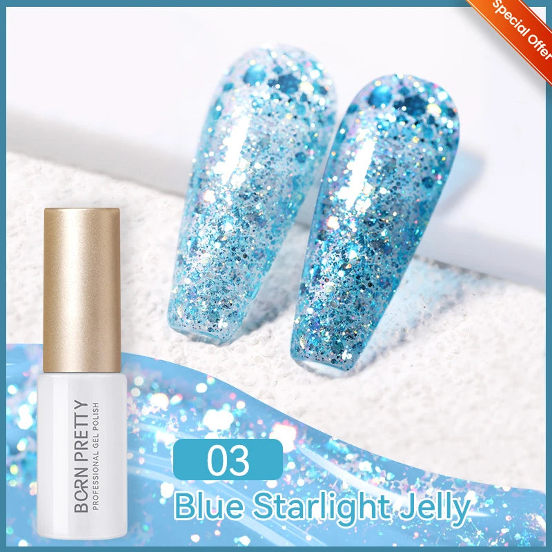 BORN PRETTY 10ml Sliver Carat Mirage Reflective Glitter Gel Nail Polish Sparkling Ultra Shine Soak Off UV Nail Art Gel Varnish