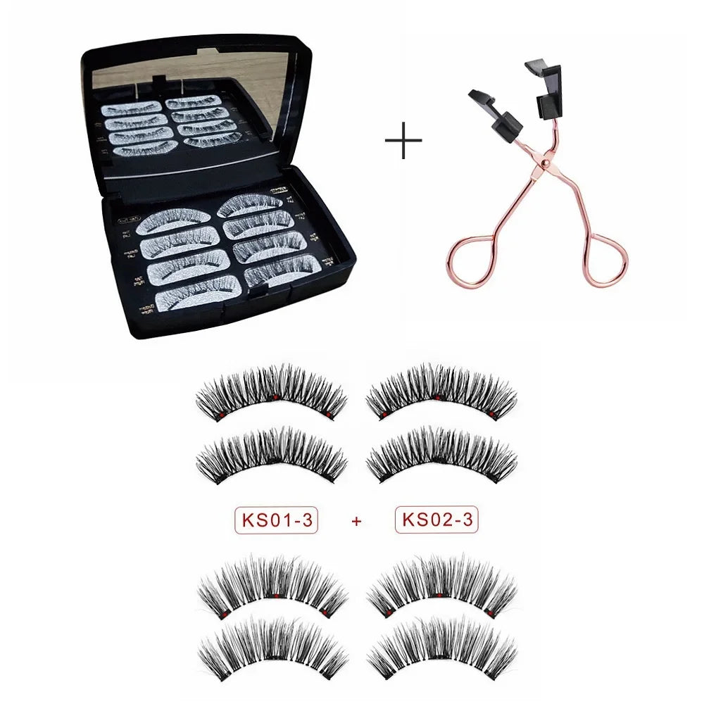3D 3 Magnetic Eyelashes Natural Soft Reusable Easy To Wear Eyelash Extension Beauty Makeup Tool fake mink false eyelashes