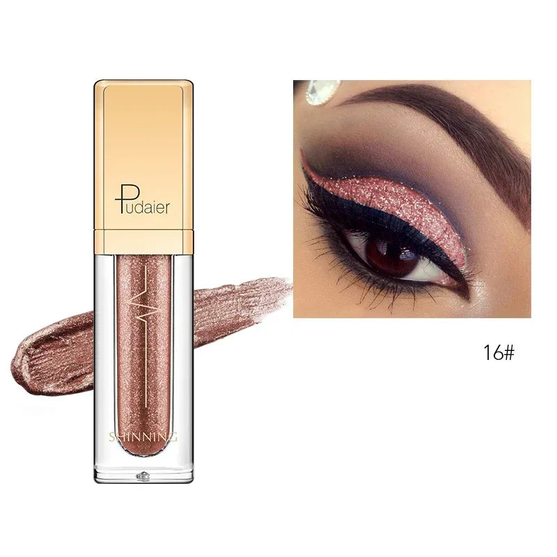New Make Up Liquid Eyeshadow Waterproof Glitter Pigments Purple Gold Metalic Women Beauty Gel Eye Shadow Cream 18 Colors Makeup