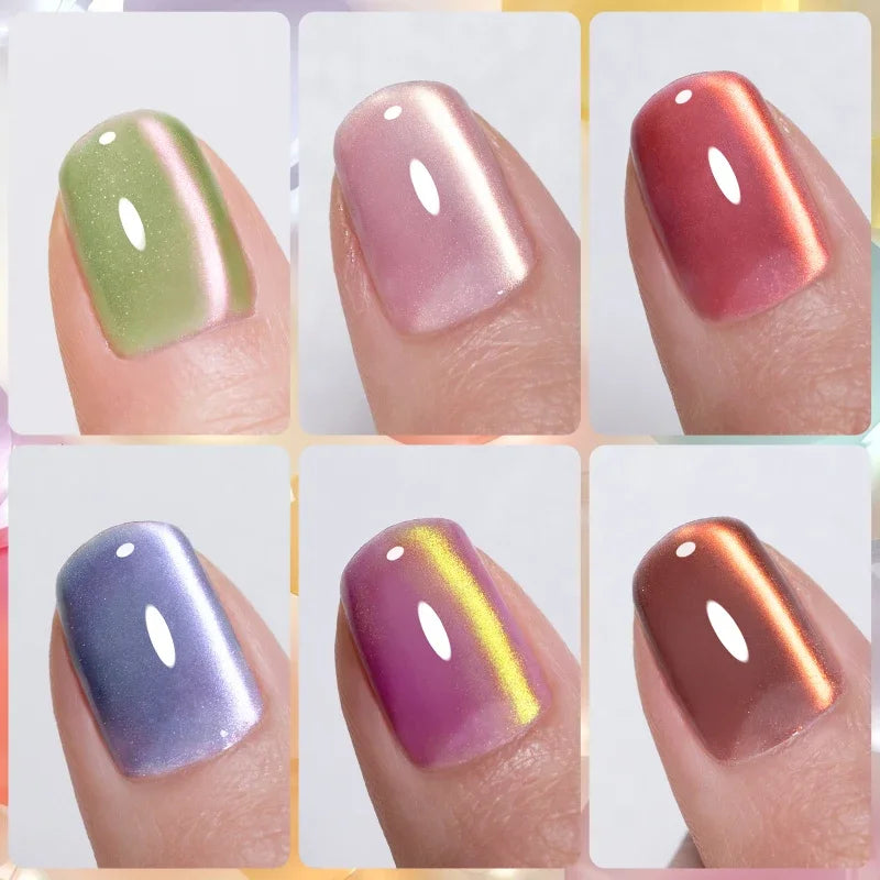 7.5ML Summer Fruit Series Cat Magnetic Gel Nail Polish Green Purple Pink Cat Eye Gel Soak Off UV Nail Art Varnish For Manicure