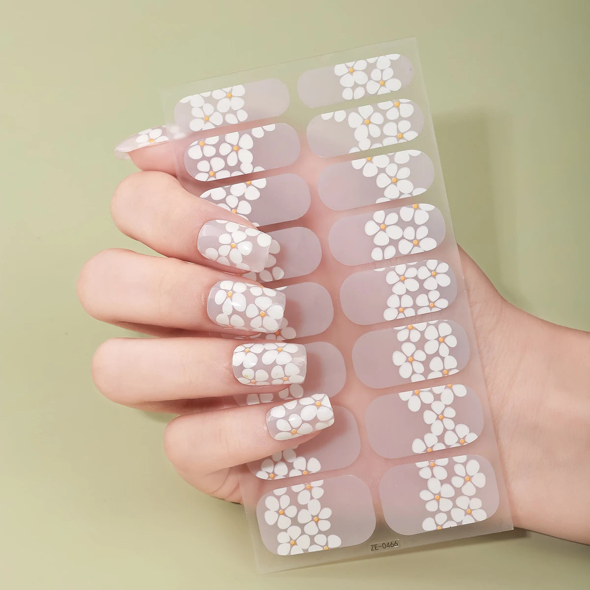 16tips DIY Baking-Free Nail Stickers Spring Summer Flowers Adhesive Nail Strips Patch Slider Full Cover Nail Decoration Decal