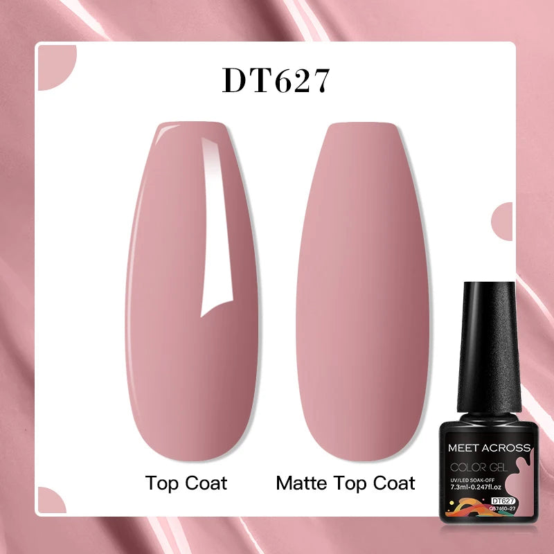 MEET ACROSS 160 Colors 7.3ml Gel Nail Polish Vernis Glitter Sparkly Semi Permanent Soak Off LED UV Gel Varnish Nail Art Manicure