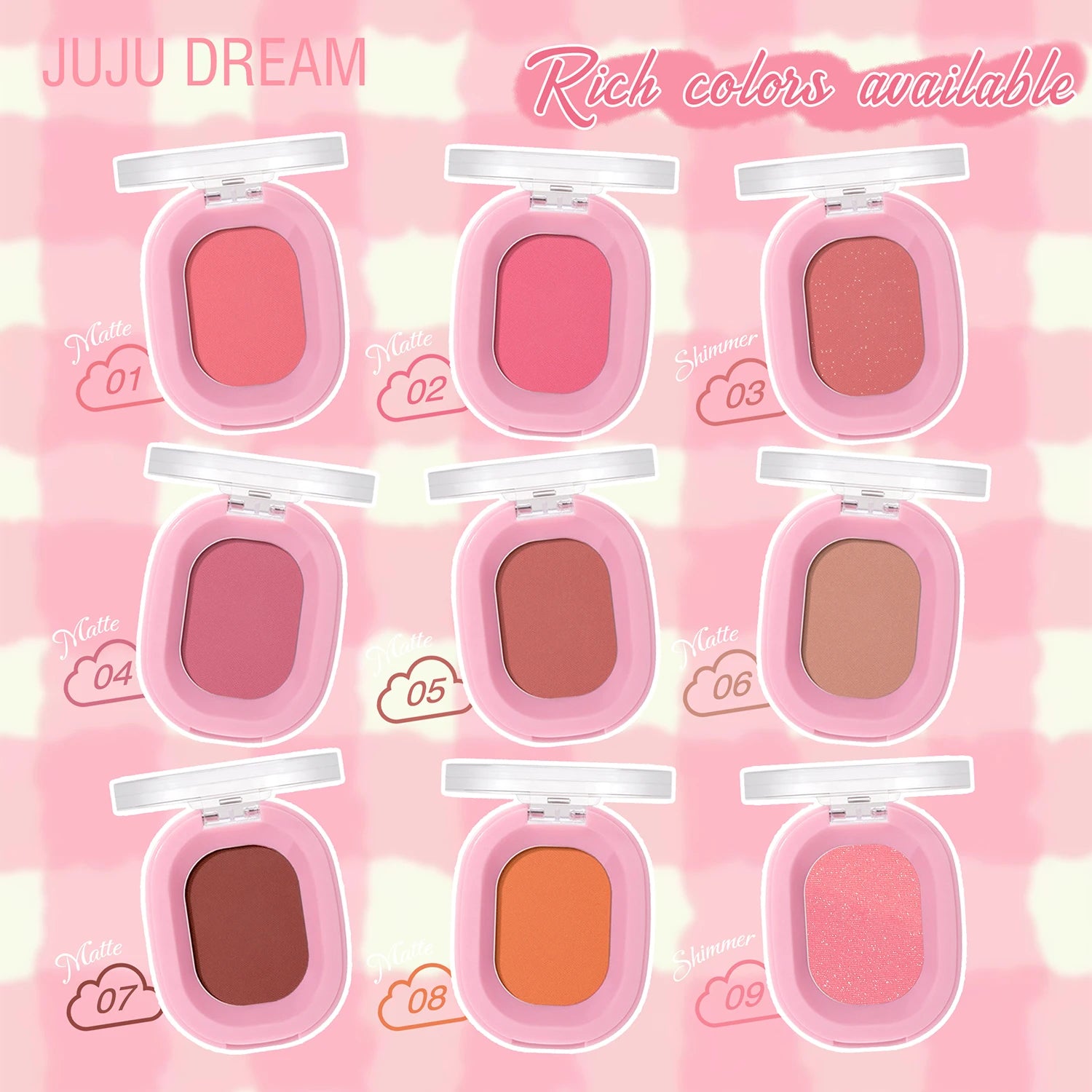 Monochrome flower mist blush powder fine matte brightens rouge natural nude powder pink trimming blush