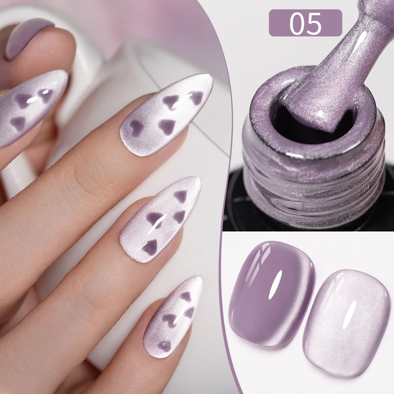 PUENTE 7.5ML Nude Shade Ceramic Cat Eye Gel Nail Polish Shiny Moonlight Cat Eye Gel Soak Off UV Semi-Permanent Nail Art Varnish