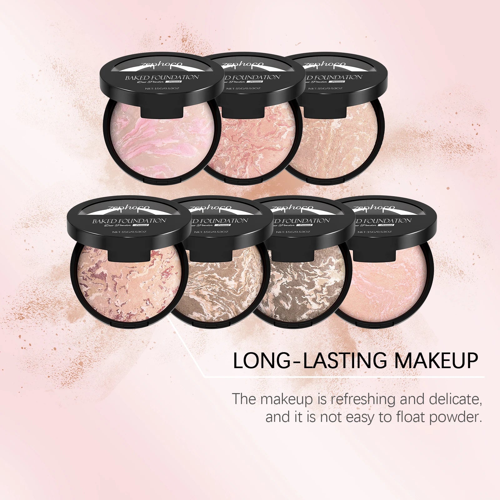 Full Coverage Pressed Powder Foundation Oil Control Brightening Waterproof Lasting Flawless Finishing Powder Face Makeup Setting
