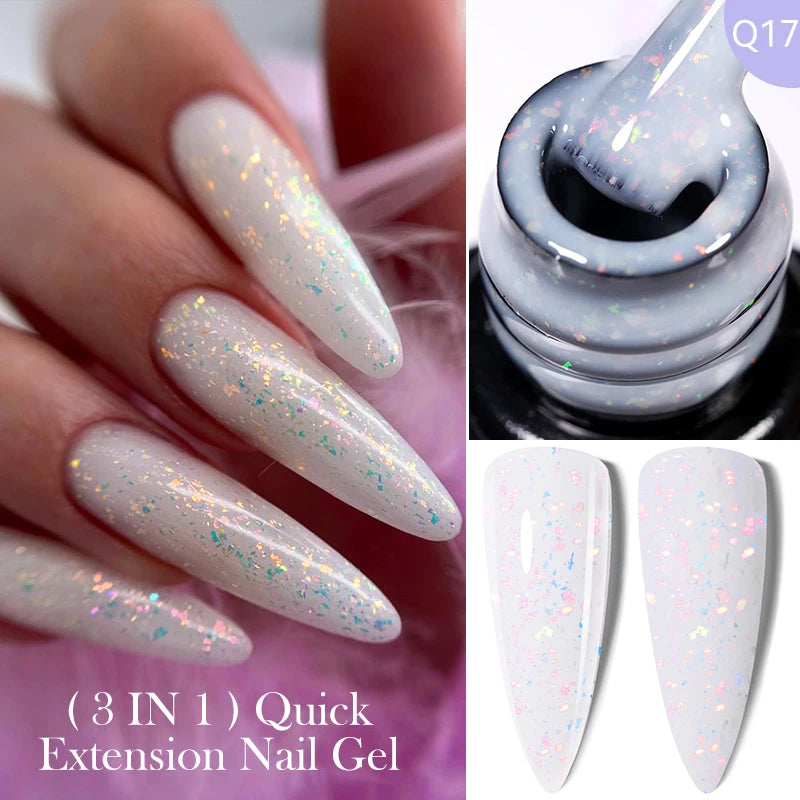 LILYCUTE 15ML Quick Extension Gel Nail Polish Milky White Clear Pink Color French Manicure Finger Prolong Nail Hard Gel Varnish