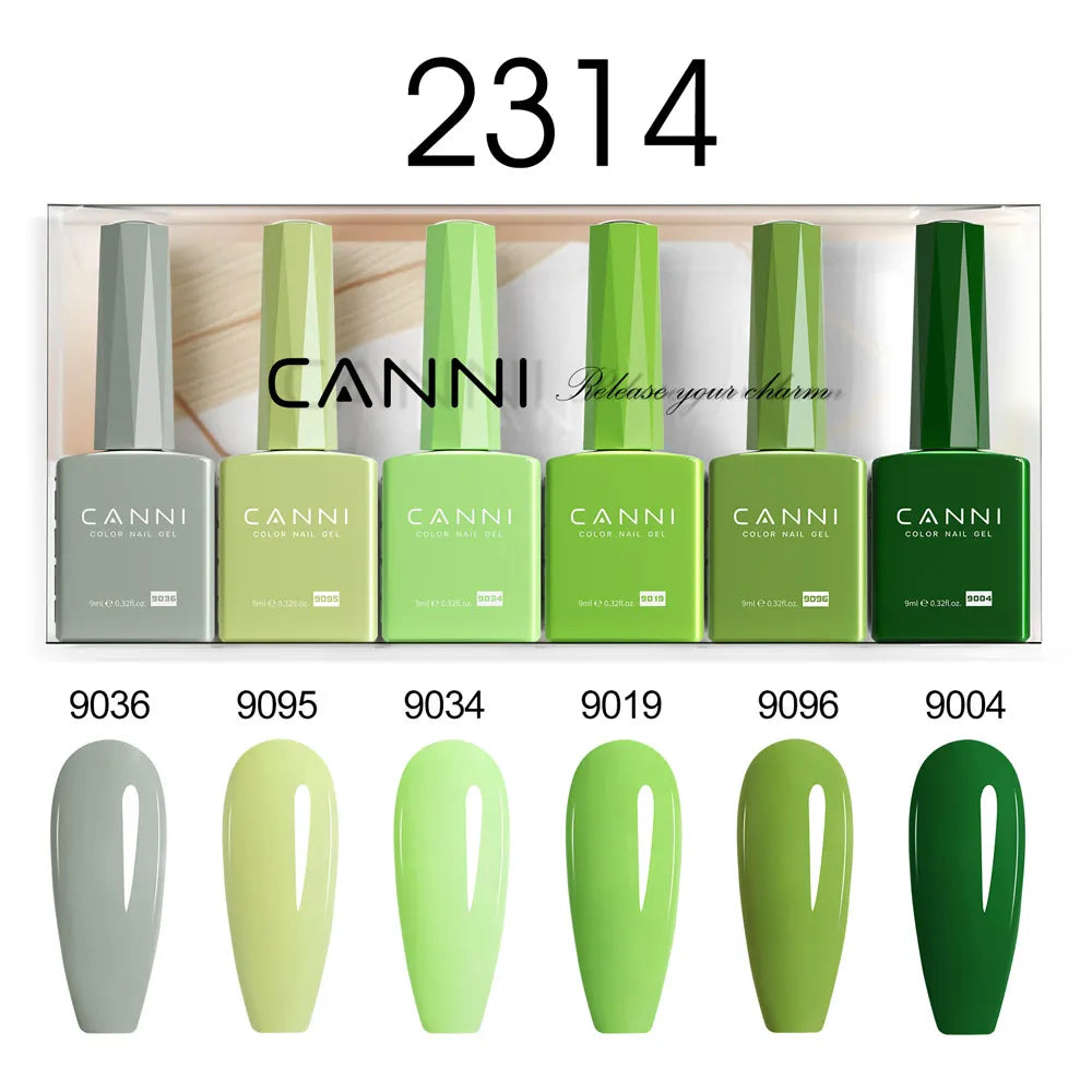 6pcs*9ml CANNI HEMA FREE Nail Gel Polish Set Gorgeous Color Semi Permanent Pigmented Painting Gel Soak off UV LED Gel Nails Kit