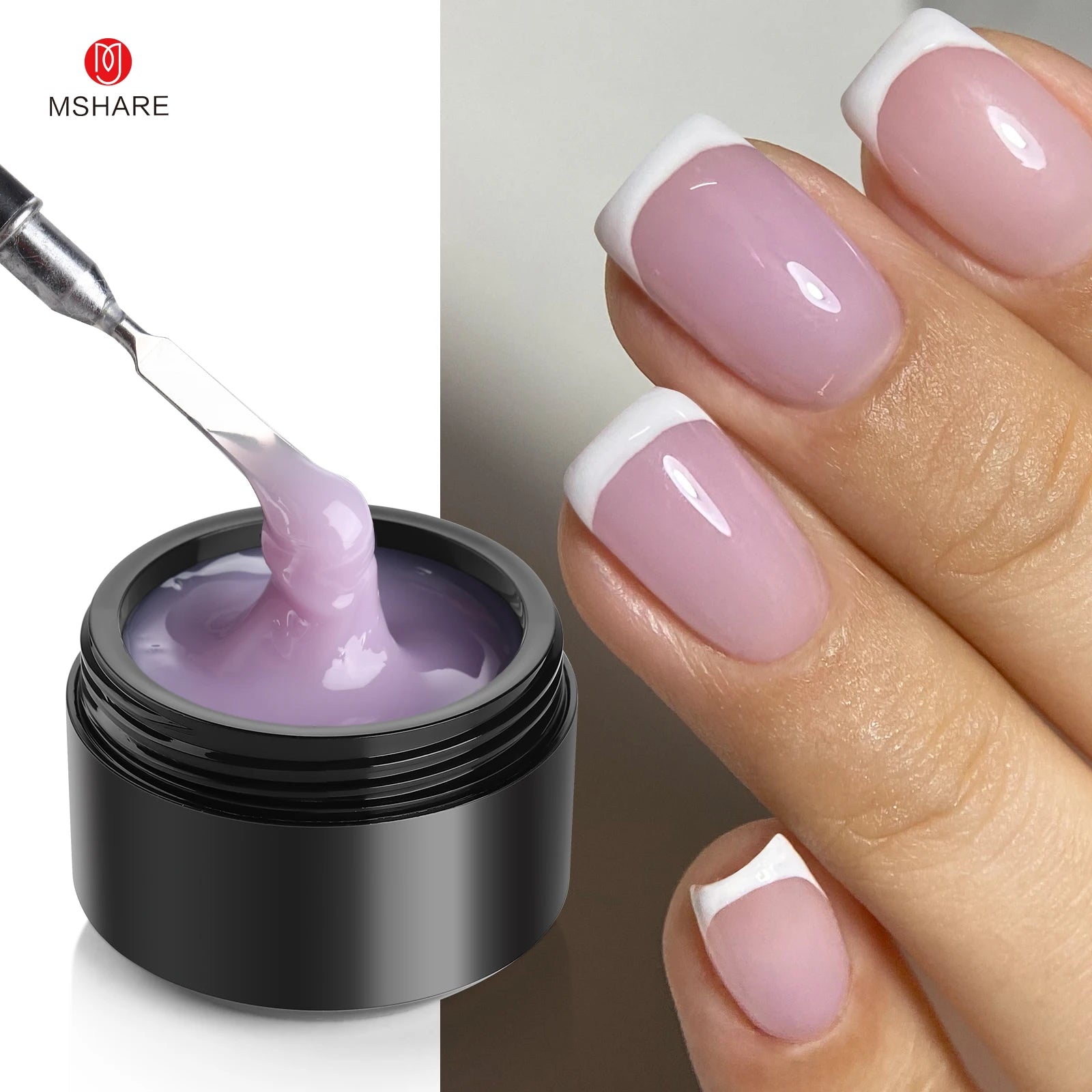 MSHARE 50ml Natural Nails Gel Builder Nalil Tpo Free Self Leveling Gel for Nail Extension Construction Pink Shade UV Led Gel