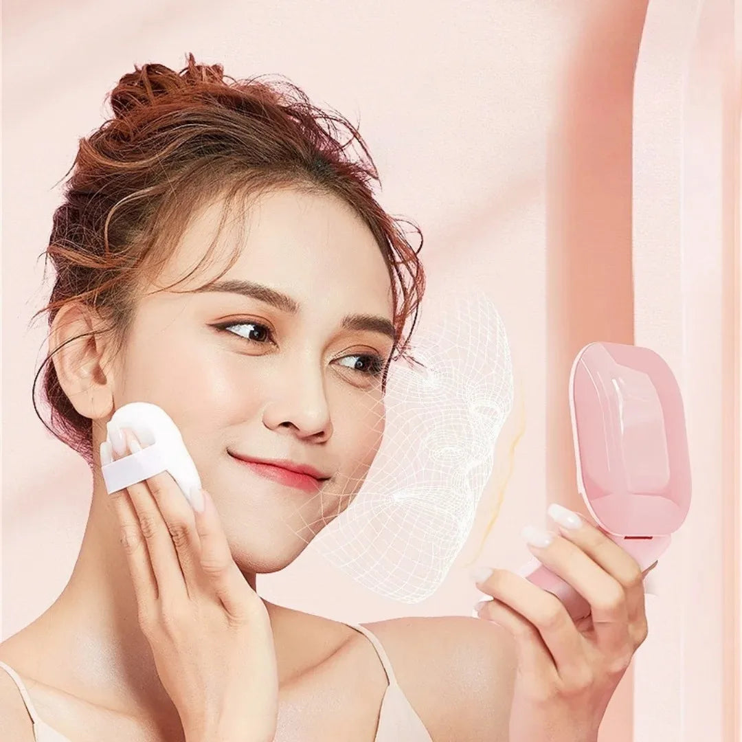 Portable LED Travel Makeup Mirror with 2X Magnification and Three Level Dimming - Double Sided, Handheld, Compact and Folding