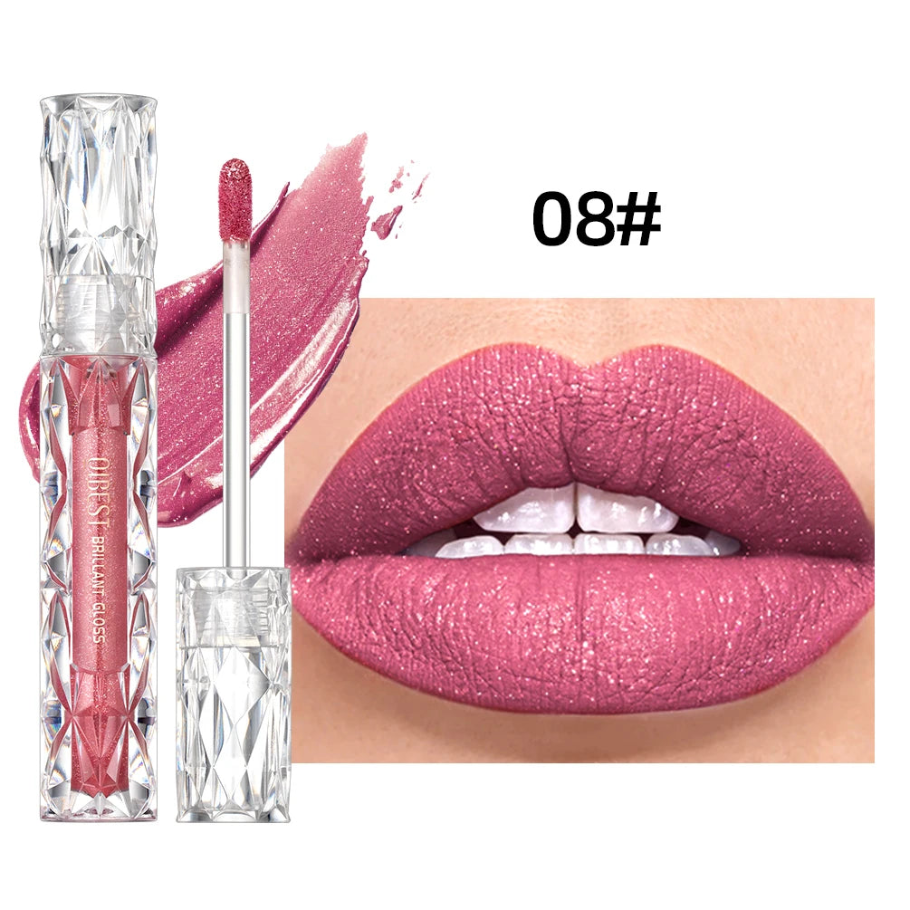 Qibest Glitter Shimmer Liquid Lipstick - Matte Waterproof Lip Gloss