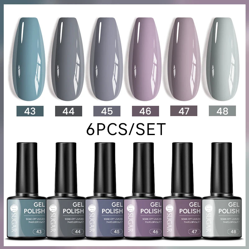 UR SUGAR 7ml All Season Gel Nail Polish Set Nude Pink Red Glitter Semi Permanent UV Gel Kits All For Manicure Soak Off Vernis