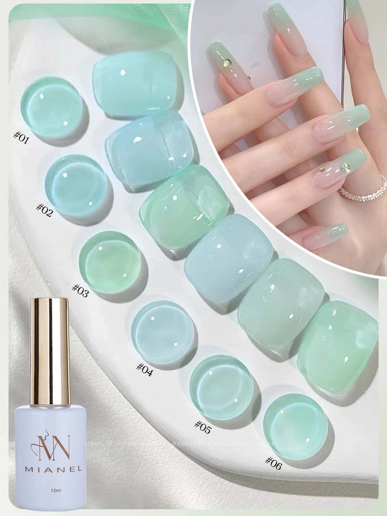 MIANEL 12ML Emperor Green Cat Eye Gel Nail Polish Whitenning Nails Green Nails Suitable For Nail Salons Nail Supplies  1-21pcs
