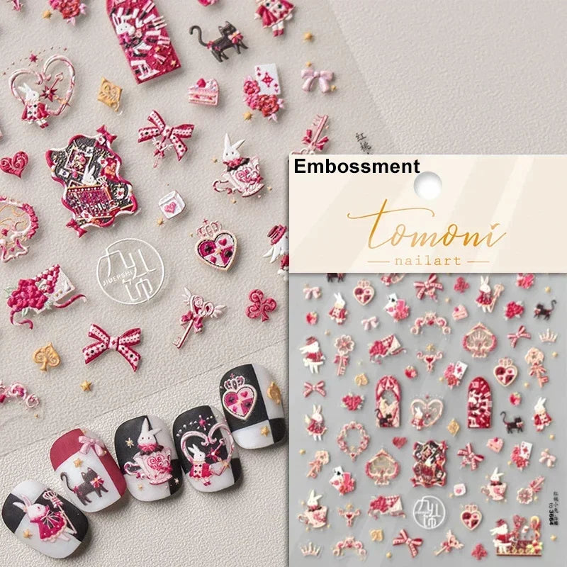 Cute Cat Eye Fishbone Animals Leopard Cat Ginger Cat Kitten Exclamation Point Paw Self Adhesive Nail Art Sticker Manicure Decals