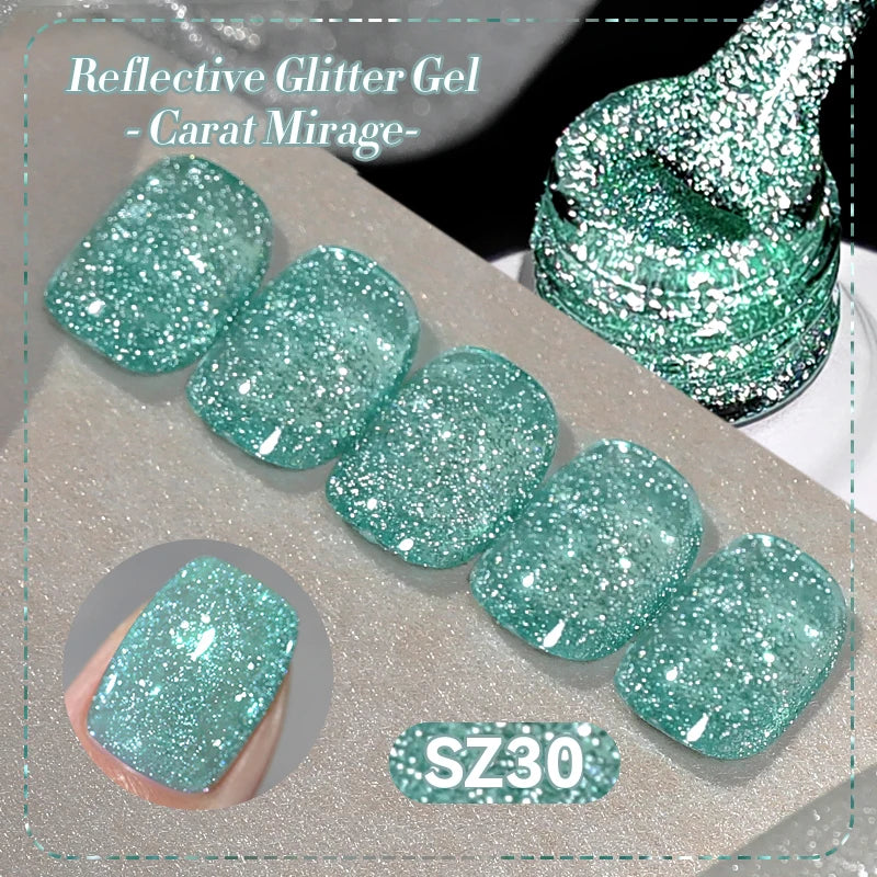 BORN PRETTY 10ml Sliver Carat Mirage Reflective Glitter Gel Nail Polish Sparkling Ultra Shine Soak Off UV Nail Art Gel Varnish