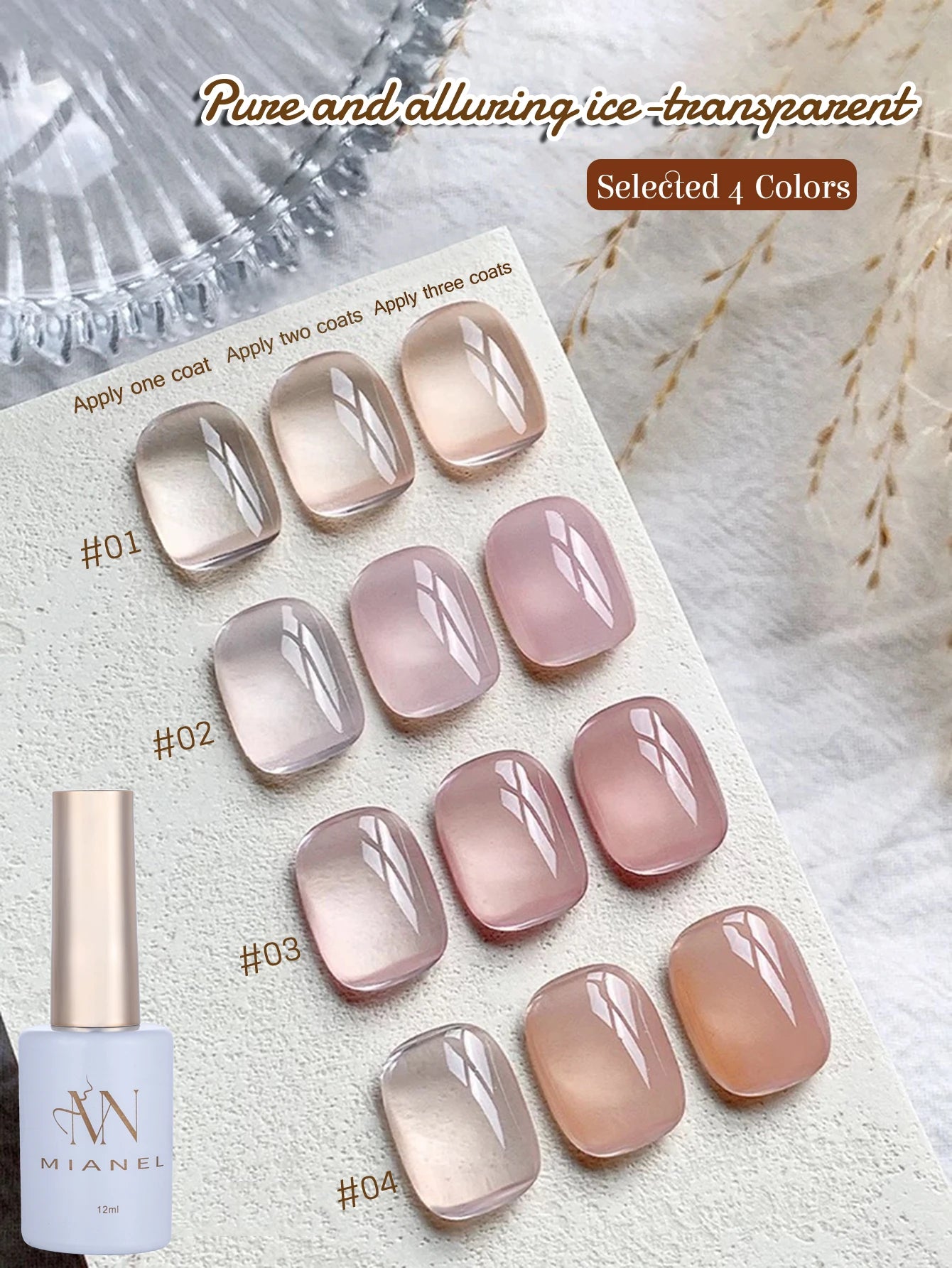 MIANEL  12ML Japanese Style Fairy Gel Nail Polish White Pink Nude Color Ice Clear Nail Polish Pink Nails Summer Nails 1-24pcs