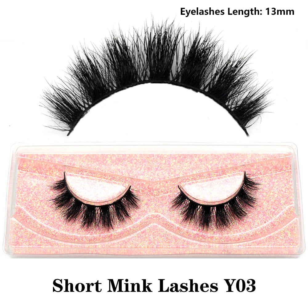 3D Mink Fluffy Half False Eyelashes Natural Soft Lightweight Clear Band Half Eye Strip Lashes Reusable Short Eyelashes Extension