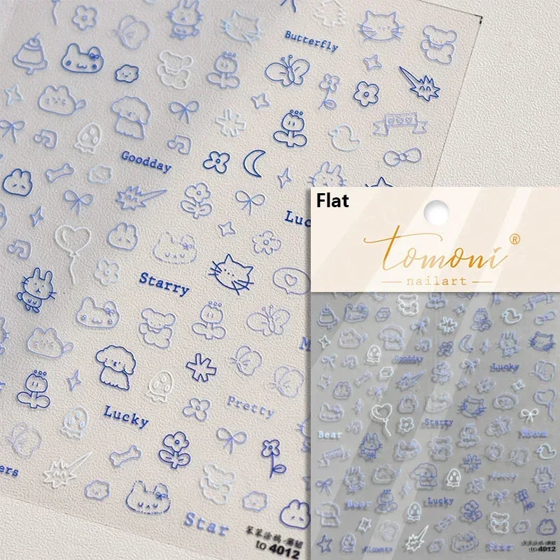 Cute Cat Eye Fishbone Animals Leopard Cat Ginger Cat Kitten Exclamation Point Paw Self Adhesive Nail Art Sticker Manicure Decals