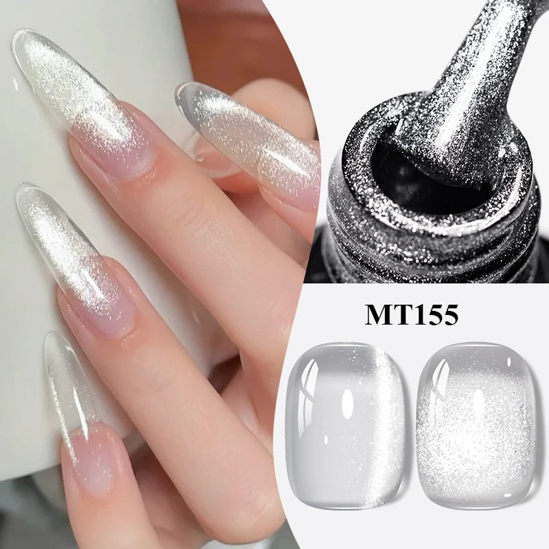 7ML Ice Transparent Glass Bead Moonlight Cat Eye Magnet Gel Nail Polish Jelly Ultra Shine Glitter Semi Permanent Soak Off UV Gel