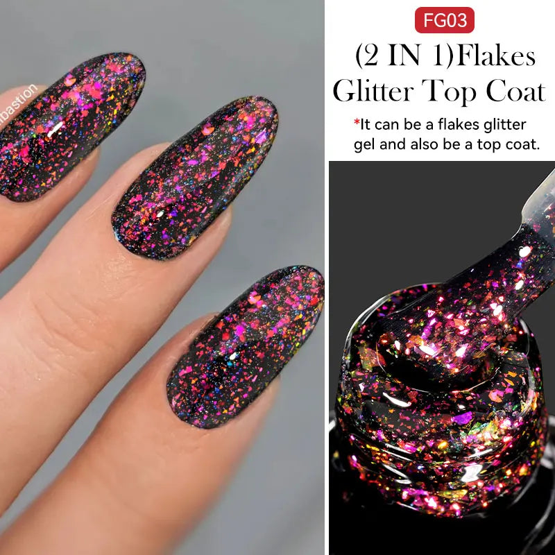 LILYCUTE 7ML Black Silver Red Reflective Glitter Gel Nail Polish Sparkling French Soak Off Long Lasting Manicure Nails Art Gel