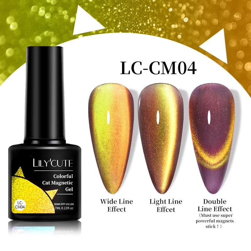 LILYCUTE 7ML 3 IN 1 Platinum Cat Magnetic Gel Nail Polish Silver Moonlight Magnetic Nail Sparkling Glitter Semi Permanent UV Gel