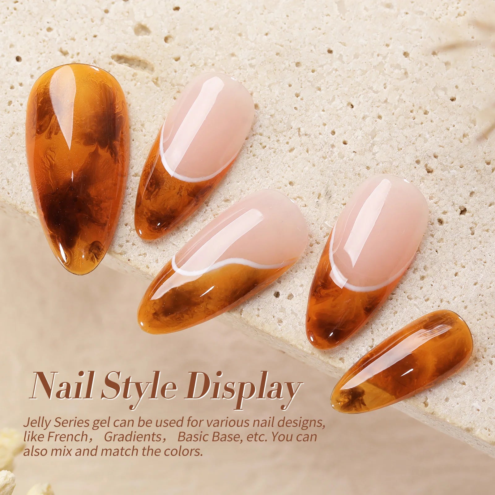 BORN PRETTY 6pcs Crystal Amber Gel Nail Polish Set Jelly Pink Nude Winter Semi Permanent Soak Off UV LED Varnish Manicure Kits