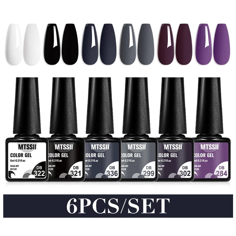 MTSSII 6PCS/Set Sparkly Red Roes Red Gel Nail Polish Shinning Nail Art LED UV Gel Varnish Nail Supplies Manicure Kit for Nails