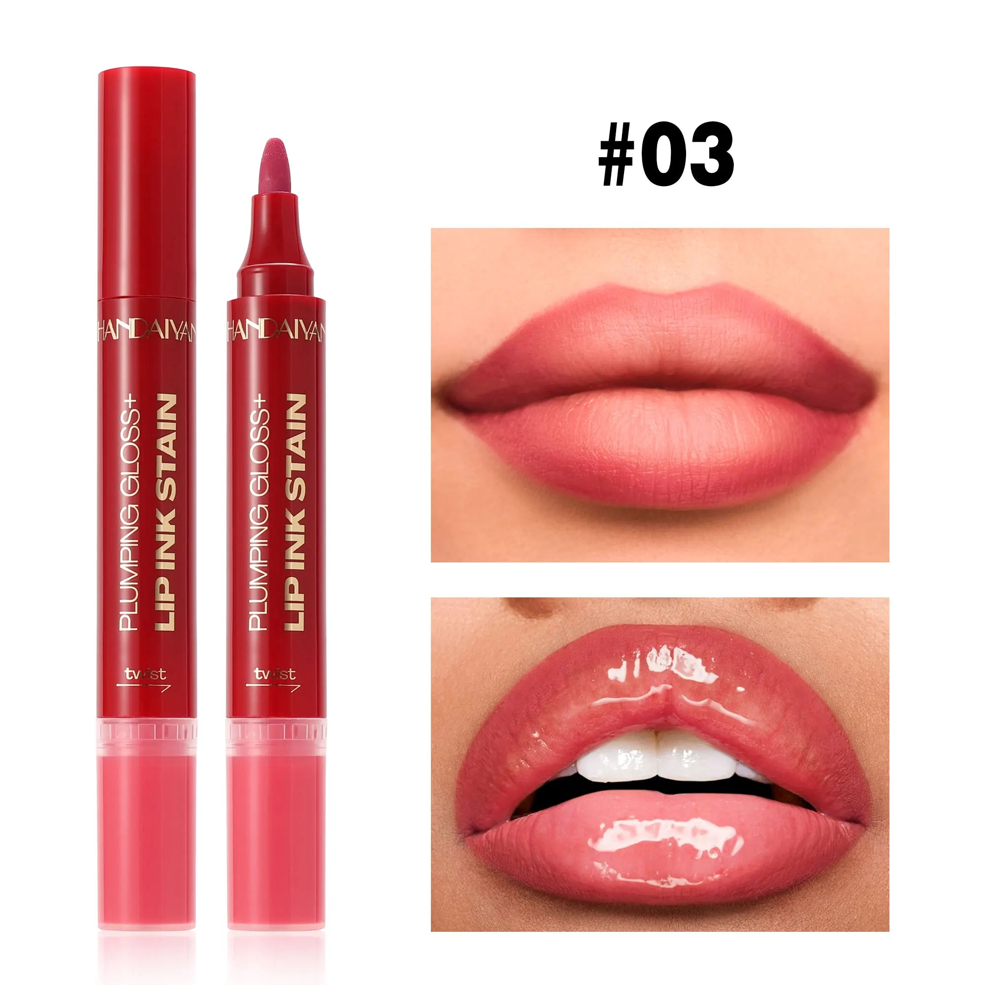 Lip Pencil Liquid Liner Double Head 2in1 Waterproof Tint Nude Oil Plump Gloss Mirror Lasting Moisturizing