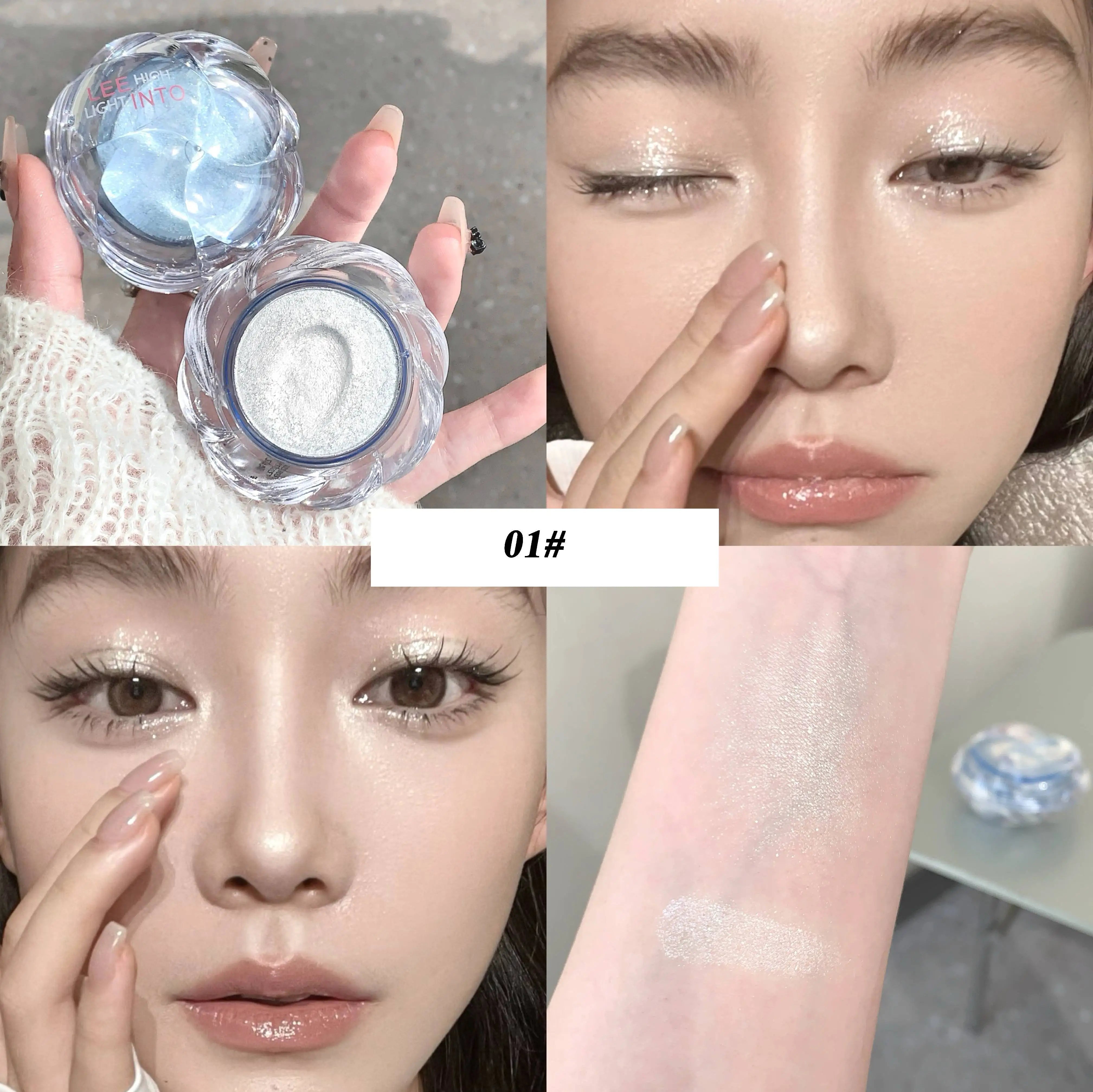 LEE INTO Dream Flower Highlight Powder Brightens and Contours Pearlescent Glitter No Flying Powder