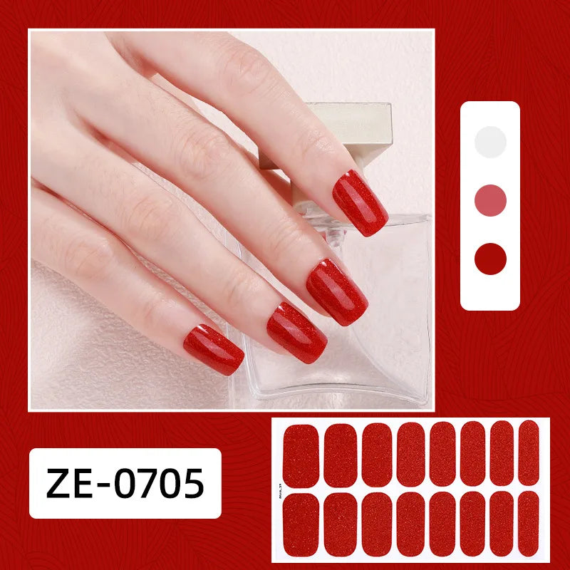 Gradient Cat Eye Style Nail Art Stickers, 16-Piece Set Self-Adhesive Waterproof Glitter False Nail Decals