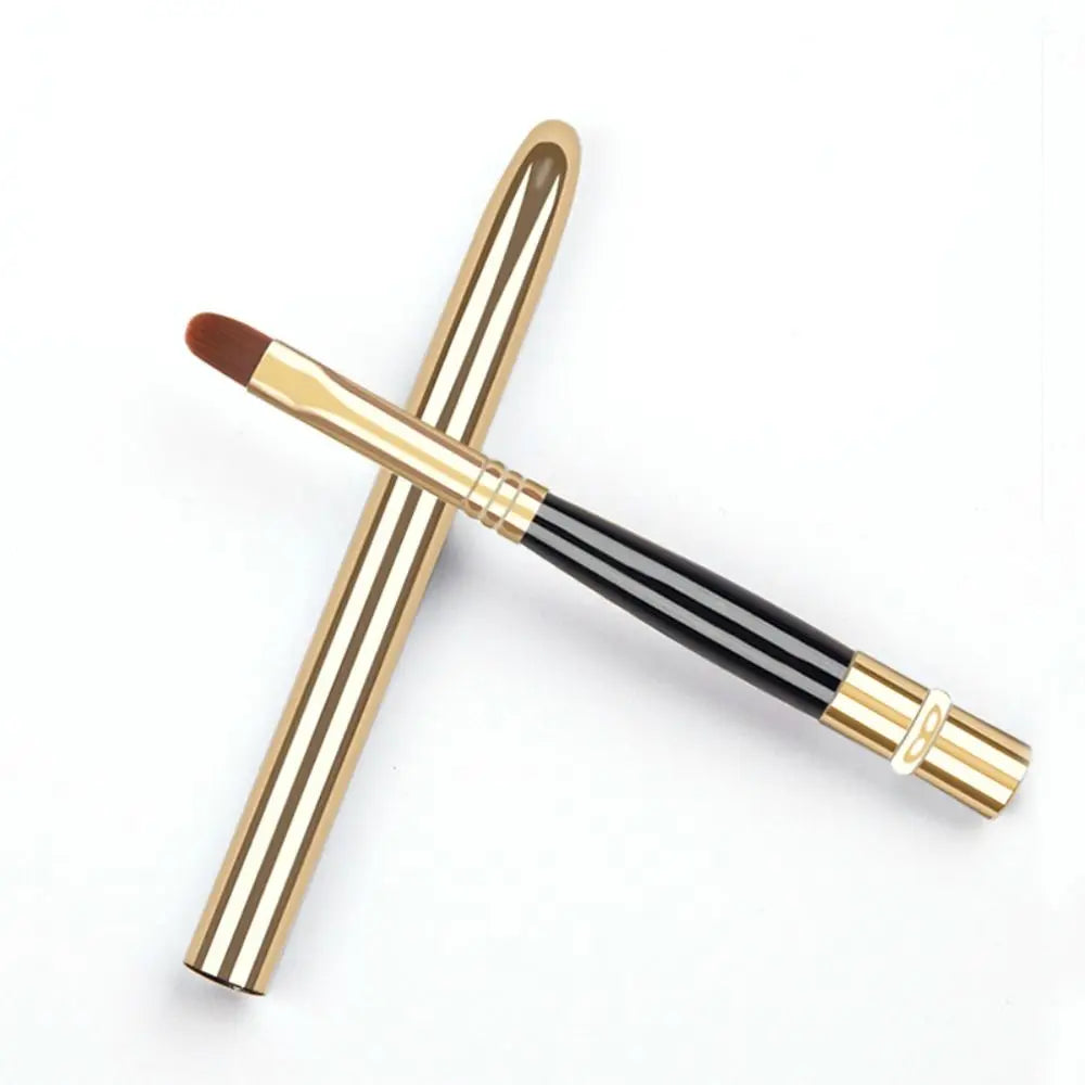 Portable Gold Silver Lips Makeup Brush Pen Metal Handle Cosmetic Lipgloss Lipstick Lip Gloss Brush With Protect Cap Maquiagem