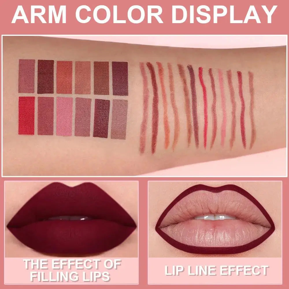 6pcs Matte Lip Liner Set Nude Brown Rose Red Waterproof Long Lasting Rotatable Lip Pencil Smooth Pigmented Kit