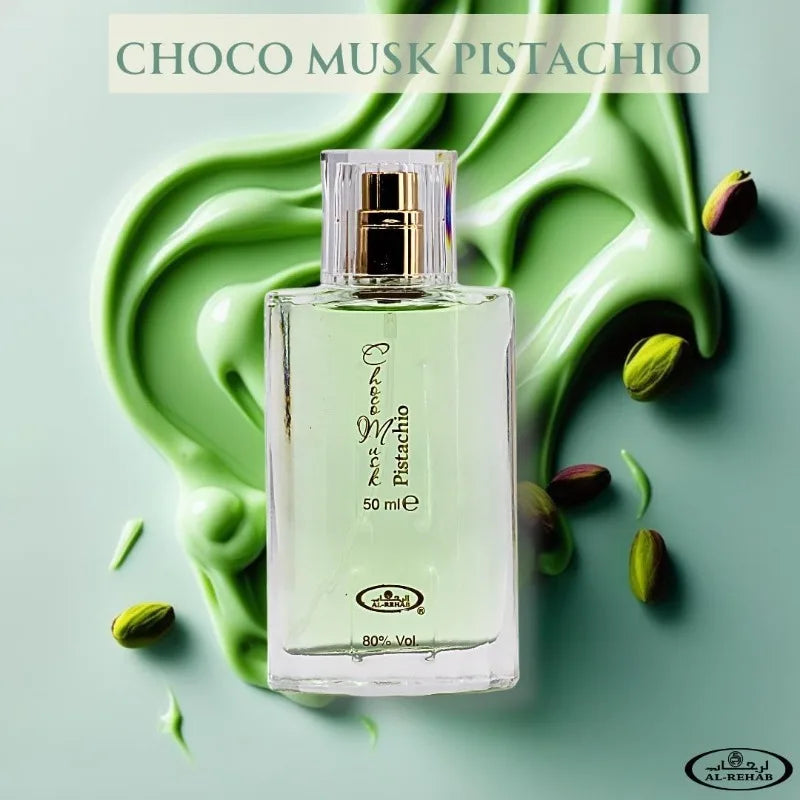Al Rehab Choco Musk Pistachio Eau De Parfum Spray for Unisex 50ml Cologne Persistence Long-lasting Fragrance Floral Fruity Aroma