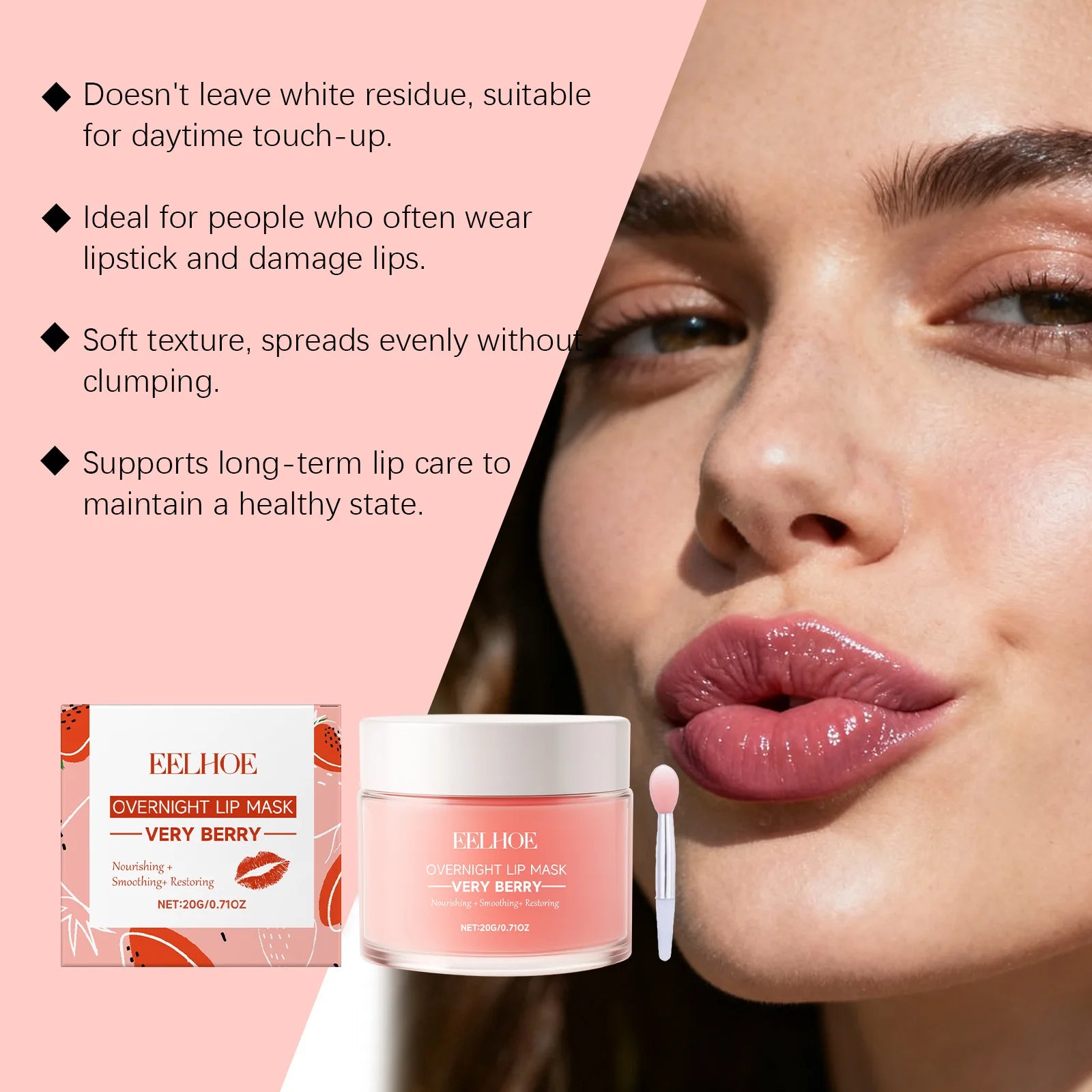 Berry Moisturizing Sleep Lip Mask - Hydrating, Lightweight, Non-Sticky, Gentle, and Moisturizing Lip Care
