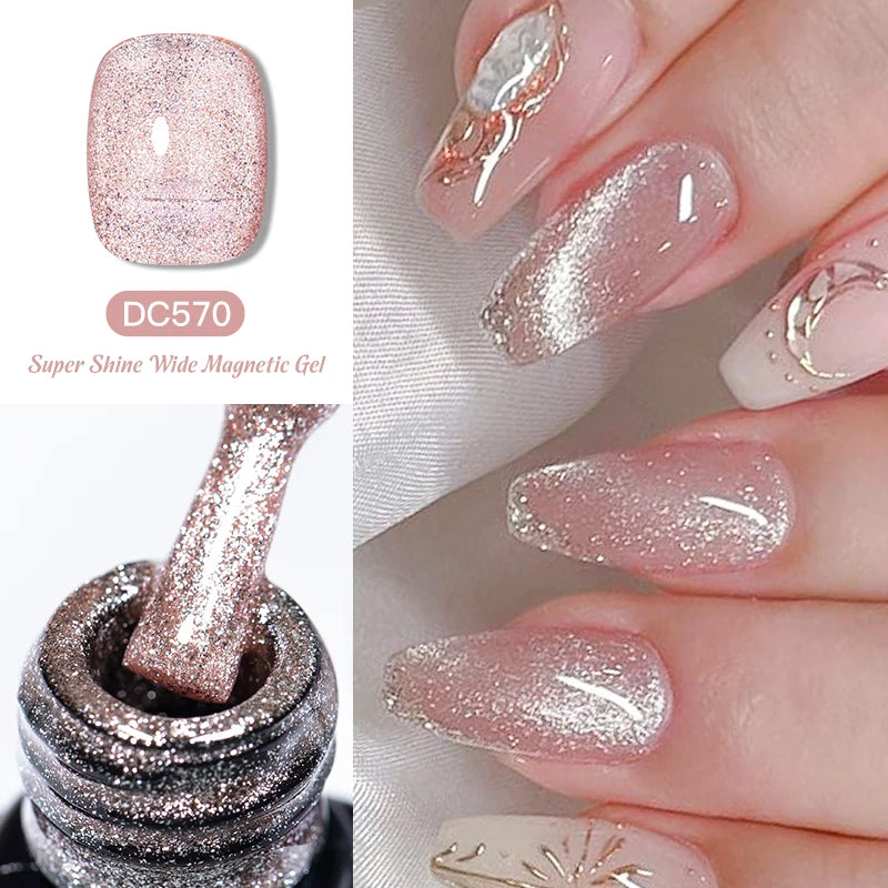 7ML Ice Transparent Glass Bead Moonlight Cat Eye Magnet Gel Nail Polish Jelly Ultra Shine Glitter Semi Permanent Soak Off UV Gel
