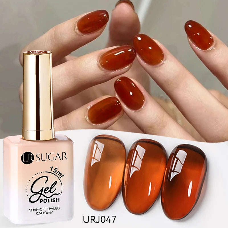 UR SUGAR 15ml Fiber Rubber Base Gel Upgrade Broken Nail Repaired Fiberglass Clear Quick Building UV Construction Gel Soak Off